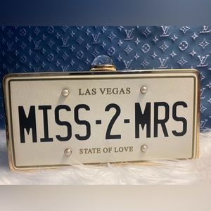 Aldo Miss to Mrs las vegas license plate clutch crossbody bag